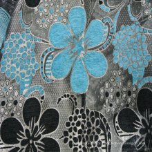 Tecido de sofá flor jacquard preto chenille (fth31839)